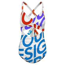 Charger l&#39;image dans la galerie, Maillot de bain une pièce femme nombril nu SDSYY002 personnalisée avec prénom motif texte (conception multi-images)
