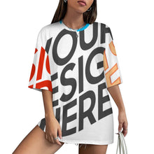 Charger l&#39;image dans la galerie, T-shirt ample pur coton épaules tombantes et manches mi-longues S28T personnalisé avec photo texte prénom
