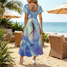Charger l'image dans la galerie, Robe Longue Femme à Manches Volantées et Ceinture Nouée Personnalisable
