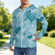 Charger l'image dans la galerie, Sunscreen Hooded Long Sleeved Jacket Blue Heart
