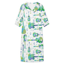 Charger l'image dans la galerie, Collar Shirt Long Skirt Guitar, Music, Notes, Green
