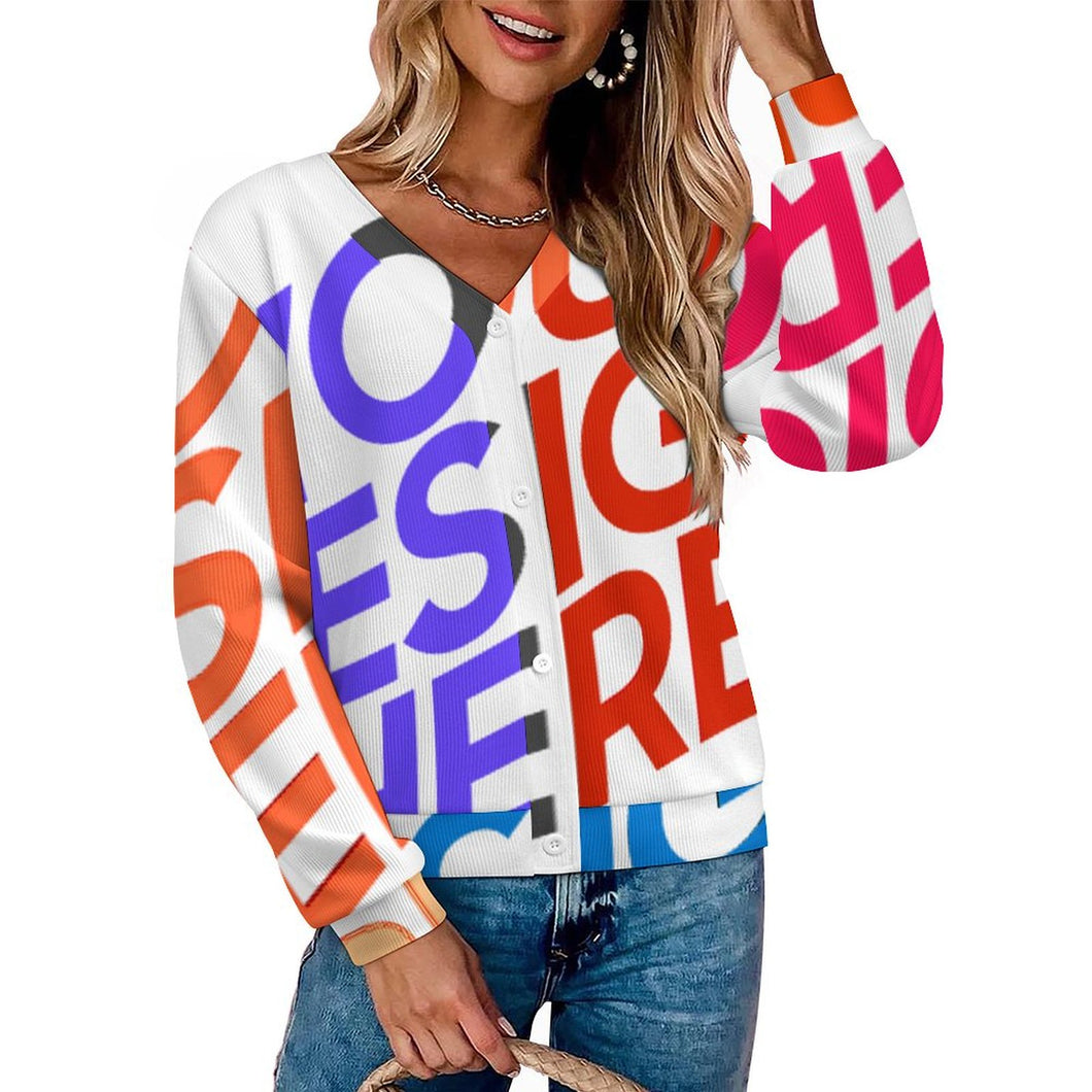 Cardigan femme LM228 personnalisée avec prénom motif texte (conception multi-images)