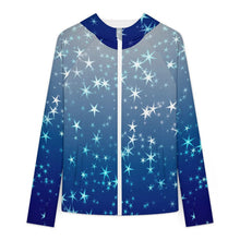 Charger l'image dans la galerie, Sunscreen Hooded Long Sleeved Jacket Stars, Blue, Gradients
