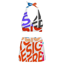Charger l'image dans la galerie, Ensemble maillot de bain deux pièces mini-jupe fendue femme 308977 personnalisé avec photo texte motif (conception multi-images)
