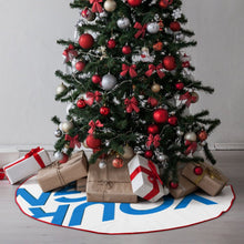 Charger l&#39;image dans la galerie, Jupe de sapin de Noël Couverture de sapin de Noël (bordure rouge) (même image des deux côtés) personnalisé avec photo texte prénom
