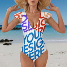 Charger l'image dans la galerie, Maillot de bain 1 pièce pour femme 294340 Personnalisé à Volants avec photo logo motif texte (conception multi-images)
