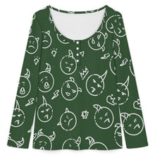 Charger l'image dans la galerie, Button-up Long-sleeved Sweater Fun, Dark Green, Monsters
