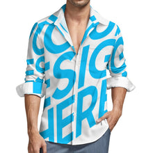 Charger l&#39;image dans la galerie, Chemise décontractée à manches longues pour homme LS en imitation lin avec poche personnalisé avec photo texte prénom (conception une image)
