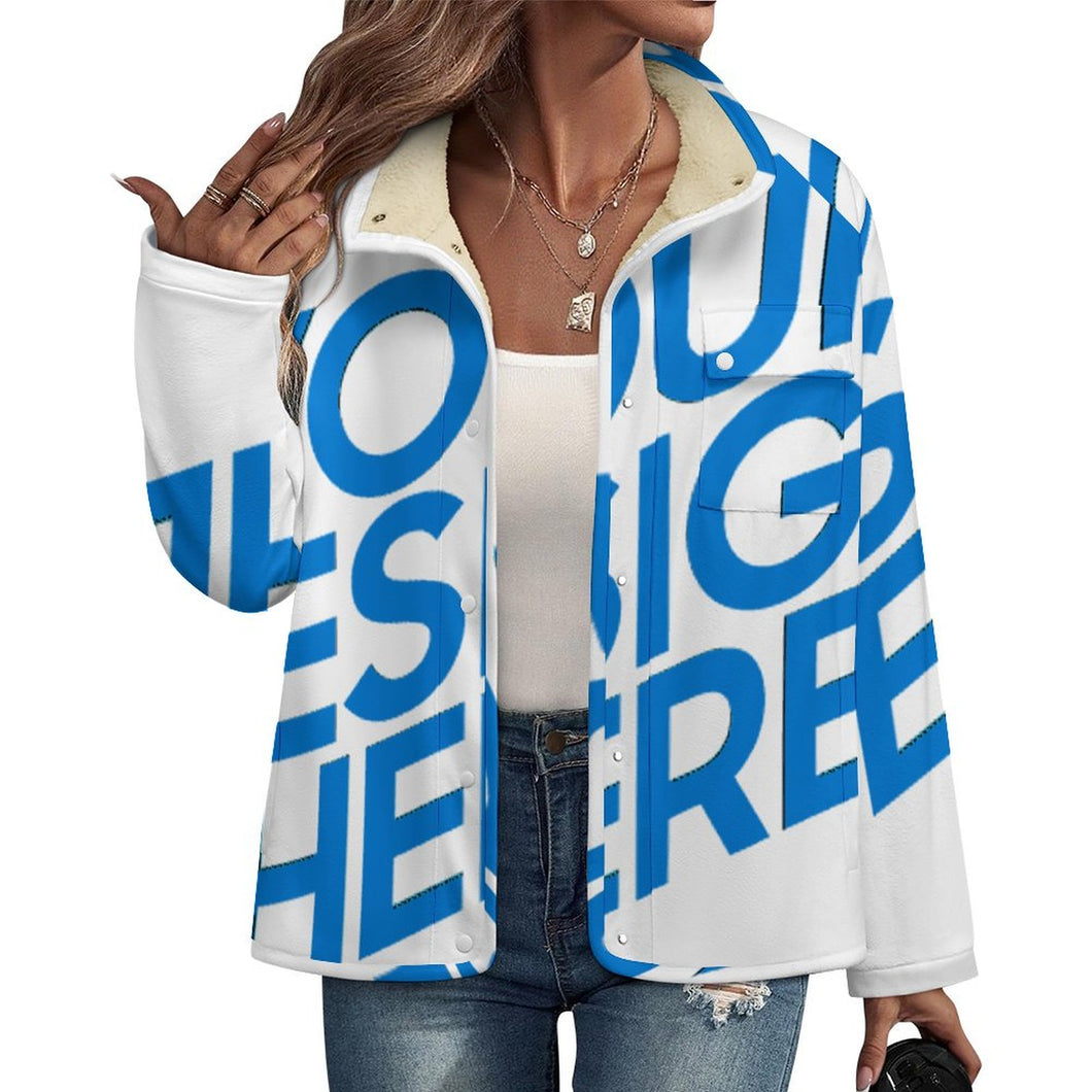 Chemises décontracté en polaire à col montant MWL505 pour femme personnalisée avec prénom motif texte