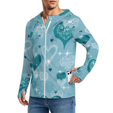 Charger l'image dans la galerie, Sunscreen Hooded Long Sleeved Jacket Blue Heart
