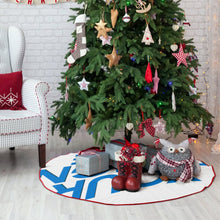 Charger l&#39;image dans la galerie, Jupe de sapin de Noël Couverture de sapin de Noël (bordure rouge) (même image des deux côtés) personnalisé avec photo texte prénom

