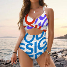 Charger l&#39;image dans la galerie, Maillot de bain une pièce femme nombril nu SDSYY002 personnalisée avec prénom motif texte (conception multi-images)
