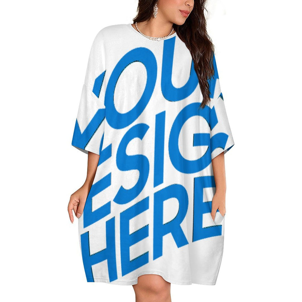 Robe pyjama t-shirt grande taille pour femme, grandes tailles LM475 personnalisé avec photo texte prénom (conception une image)