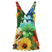 Charger l'image dans la galerie, V-neck Sleeveless Double Layered Ruffled Skirt Vintage, Floral
