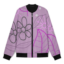 Charger l'image dans la galerie, Lightweight Pilot Jacket Purple, Hand Drawn, Flower, Line

