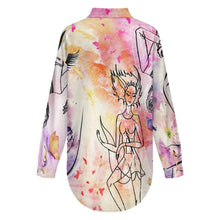 Charger l&#39;image dans la galerie, Chemise Femme Personnalisée | Blouse Épaules Tombantes Satin de Coton
