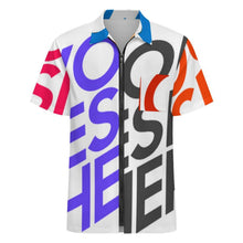 Charger l'image dans la galerie, Chemise à manches courtes zippée LM816 pour homme personnalisée avec texte photo logo motif (conception multi-images)
