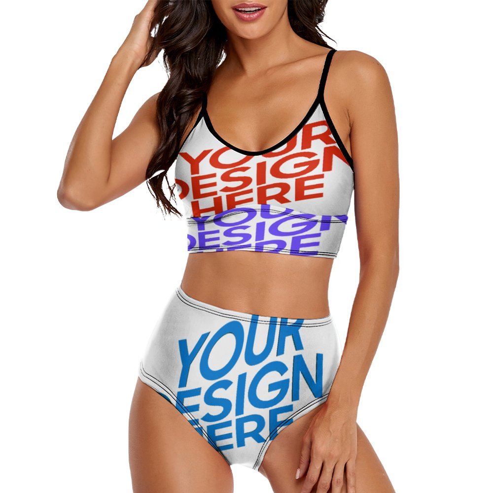Ensemble bikini bustier 2 pièces pour femme BK2139 personnalisée avec prénom motif texte (conception multi-images)