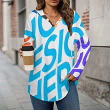 Charger l&#39;image dans la galerie, Sweat à capuche manches longues col V femme C19H personnalisée avec prénom motif texte (conception multi-images)
