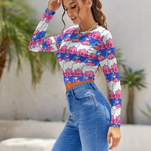 Charger l'image dans la galerie, Crop Top Dos Nu Personnalisé | Manches Longues &amp; Laçage | Tissu Soyeux Sport
