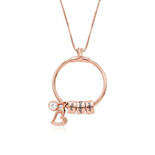 Charger l&#39;image dans la galerie, Collier chaîne pendentif cercle avec feuille et pendentif X0091 gravure personnalisé avec prénom texte
