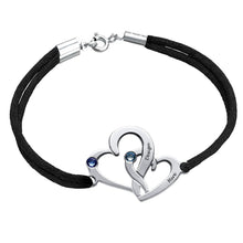Charger l&#39;image dans la galerie, Bracelet cœur entrelacé avec cristaux S0030 gravure personnalisé avec texte prénom
