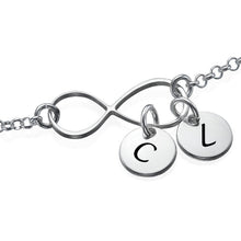 Charger l&#39;image dans la galerie, Bracelet de cheville Infini avec Breloques Initiales S0019 gravé personnalisé
