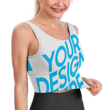 Charger l&#39;image dans la galerie, Haut de sport fitness court sans couture femme YJ031 personnalisé avec image logo motif texte
