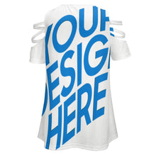 Charger l&#39;image dans la galerie, Tee shirt avec fermeture éclair épaules dénudées femme BE personnalisé avec photo logo motif texte (Impression d&#39;image unique)
