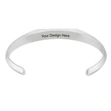 Charger l&#39;image dans la galerie, Bracelet de conception de manchette étroite pour hommes gravé personnalisé avec texte prénom
