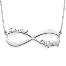 Charger l&#39;image dans la galerie, Collier Symbole Infini avec lettres X0089 pour femme homme gravure personnalisé avec prénom texte
