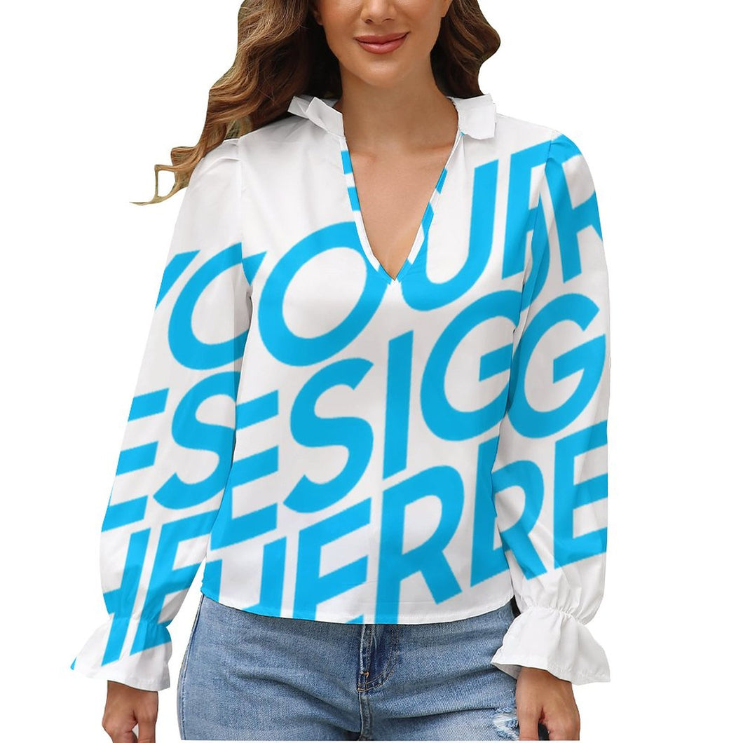 Chemise à manches bulles GS femme personnalisée avec photo logo et image (impression d'image unique)