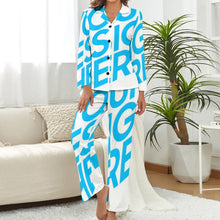 Charger l&#39;image dans la galerie, Ensemble pyjama 2 pièces à manches longues femmes DTZ personnalisé avec photo logo motif texte Impression d&#39;image unique
