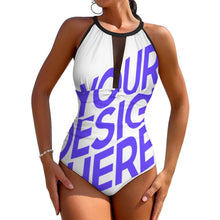 Charger l&#39;image dans la galerie, 2024 NOUVEAU maillot de bain une pièce pour femme SDS2001 en maille unie patchwork maillot de bain moulant féminin personnalisé avec photo texte prénom (conception une image)
