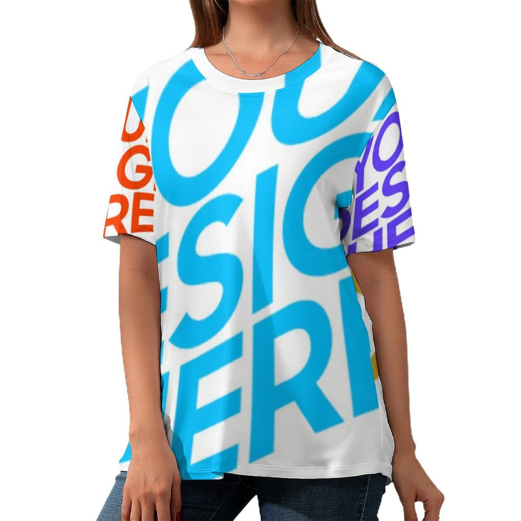 T-shirt en coton à imprimé code européen pour femmes ZP057 Personnalisé avec photo et texte (Conception multi-images)