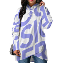 Charger l&#39;image dans la galerie, Sweat pull à capuche long Sweatshirt Ourlet Irrégulier femme personnalisé avec photo logo texte motif (impression d&#39;image unique)
