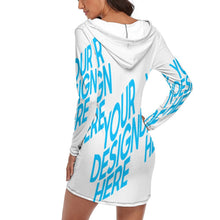 Charger l&#39;image dans la galerie, Robe à capuche sportive robe pull longue QZ6056 pour femme personnalisée avec motif photo logo texte (impression d&#39;image unique)
