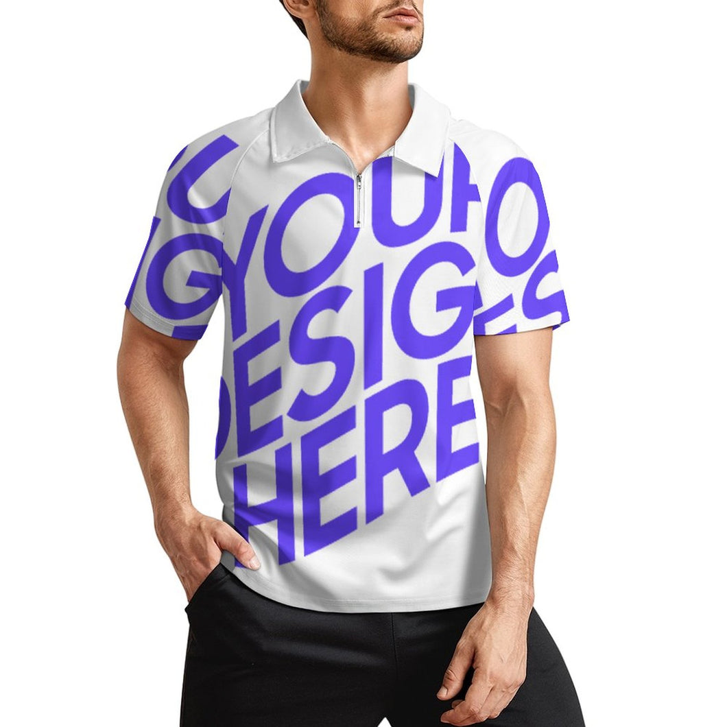 Polo homme manches courtes Sport tee shirt avec zip LTPL20 personnalisé avec texte motif photo (conception une image)