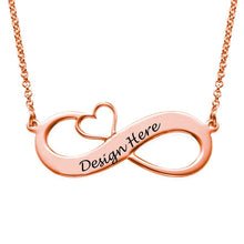 Charger l&#39;image dans la galerie, Collier avec Symbole Infini et Coeur Argent / Cuivre pour Femme X0077 Gravure Personnalisé avec Prénom Texte
