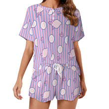 Charger l&#39;image dans la galerie, Ensemble de Pyjama court chemise de nuit courte pour femme UTZ personnalisé avec prénom photo logo (impression d’image unique)
