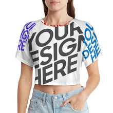 Charger l&#39;image dans la galerie, Crop top tee shirt court et moulant pour femme NT29 personnalisée avec photo prénom motif texte (conception multi-images)
