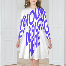 Charger l&#39;image dans la galerie, Robe fille à manches longues en jersey robe trapèze F6Q personnalisée avec texte motif photo (conception une image)
