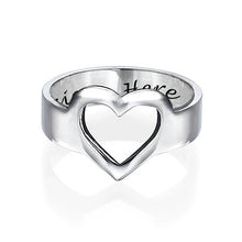 Charger l&#39;image dans la galerie, évider bague coeur J0022 anneau gravé personnalisé avec texte prénom
