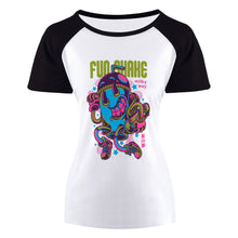 Charger l&#39;image dans la galerie, T-shirt tee shirt raglan à manches courtes 100% coton femme personnalisé avec photo texte
