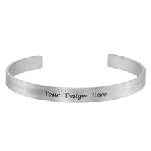 Charger l&#39;image dans la galerie, Bracelets manchette ouvert en argent sterling 925 pour femmes / hommes S0009 gravure personnalisé avec texte prénom
