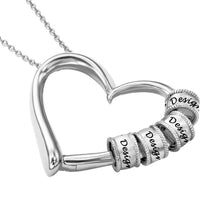 Charger l&#39;image dans la galerie, Collier coeur diamant femme design unique X0002 gravure personnalisé avec texte prénom
