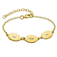 Charger l&#39;image dans la galerie, Bracelet ovale S0023 pour femme longueur réglable gravure personnalisé avec texte prénom
