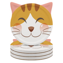 Charger l&#39;image dans la galerie, Dessous de verre en céramique / Sous-verres en forme de chat 4/6 pièces personnalisé avec photo logo texte motif

