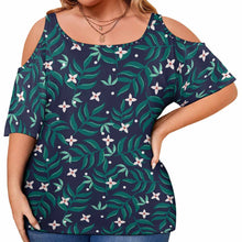 Charger l&#39;image dans la galerie, Impression d’image unique T-shirt épaules dénudées Grande taille pour femme AVT personnalisé avec photo logo texte motif
