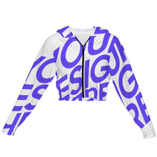 Charger l&#39;image dans la galerie, Sweat à capuche slim court zippé ZRF pour femme personnalisé avec photo texte prénom (conception une image)
